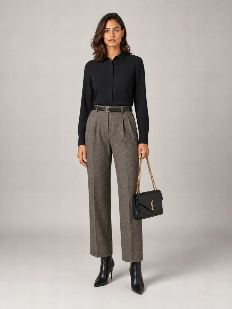 Saint Laurent Silk Straight-Leg Suit Trousers