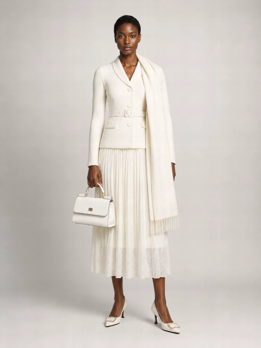 Self-Portrait Shawl Lapel Belted Midi Dress