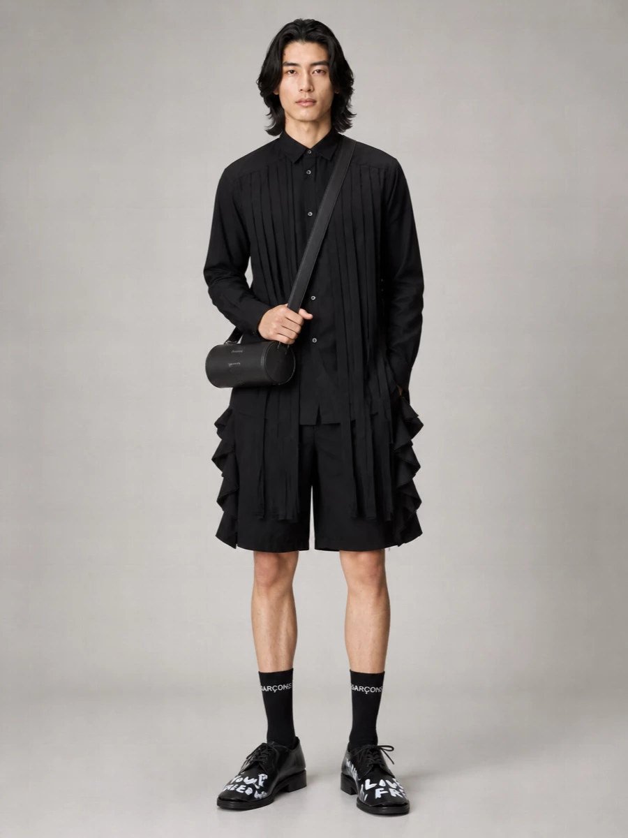 Comme des Garçons wide-leg ruffled cropped trousers