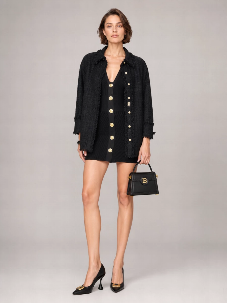 Balmain Tweed Straight-Fit Shirt Jacket
