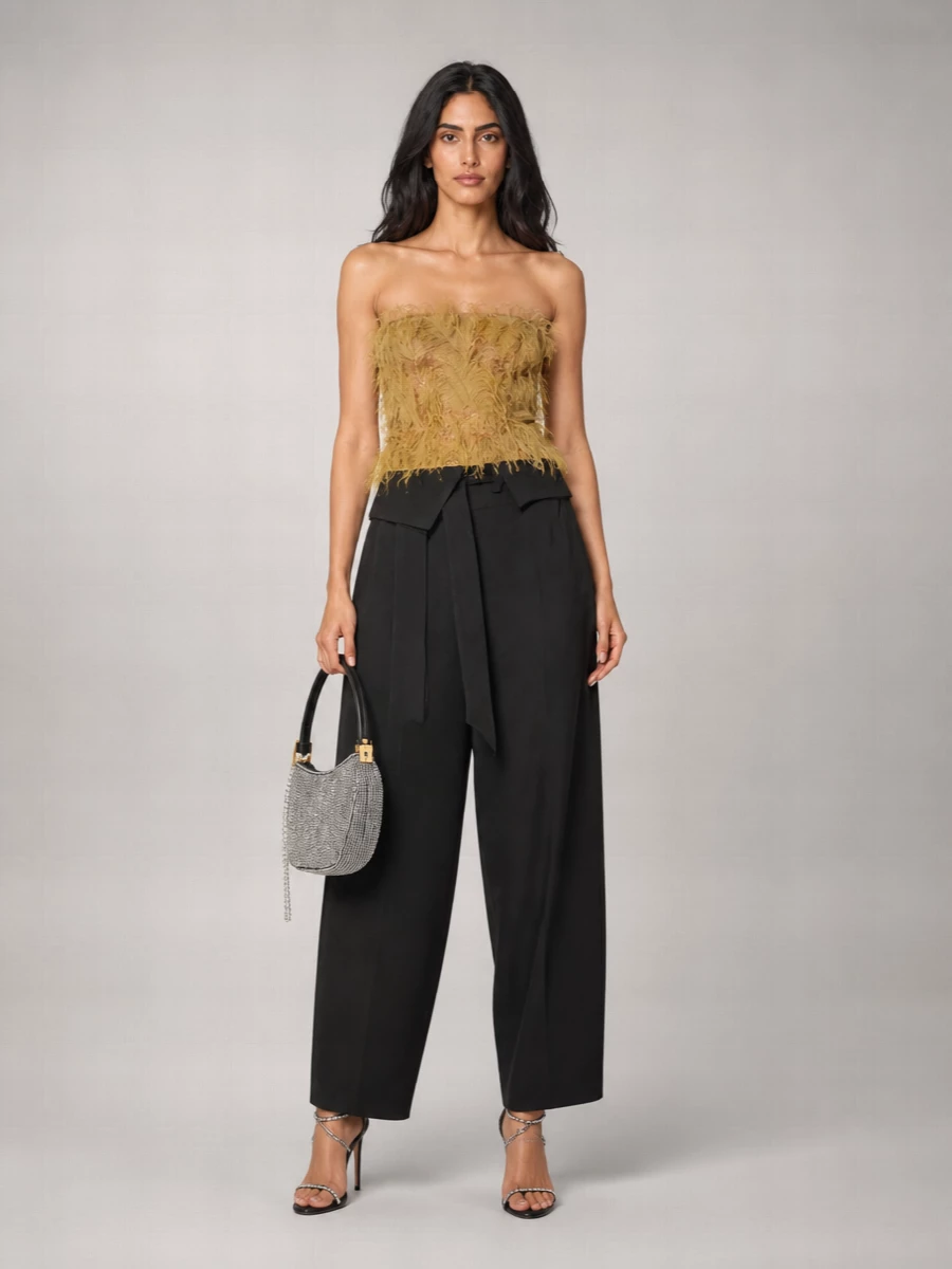 The Attico Strapless Lace Mini Dress
