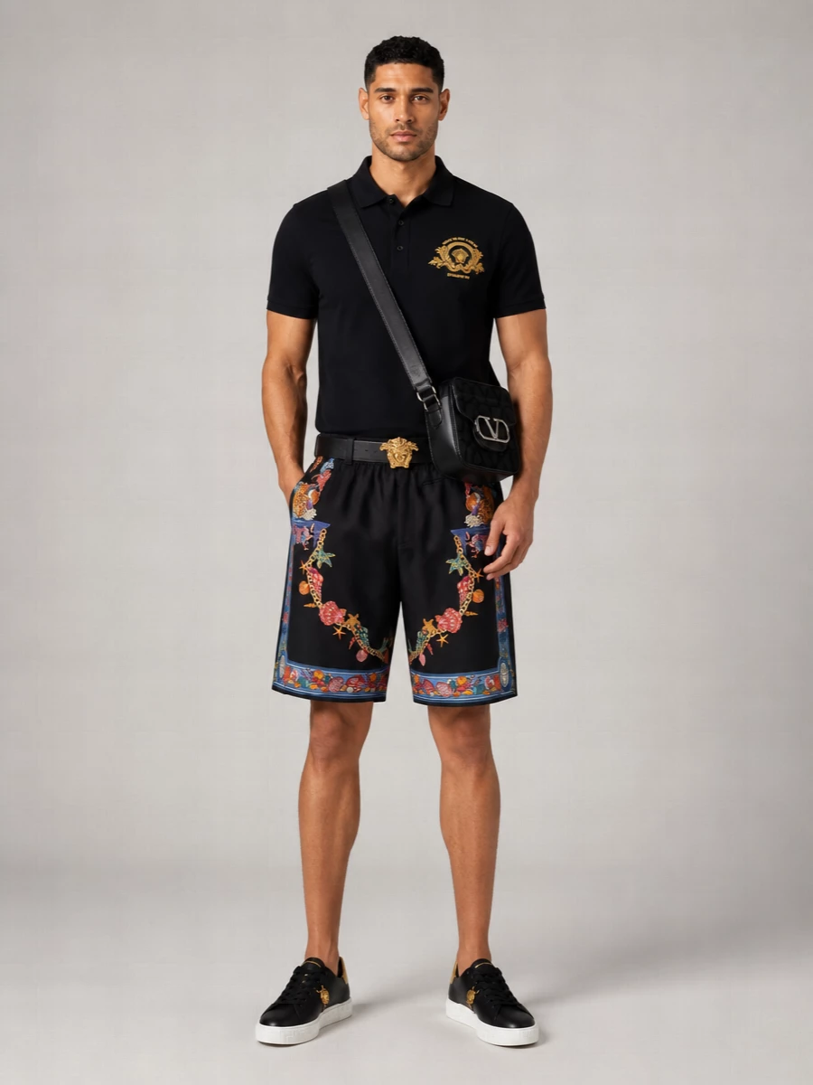 Versace Silk Printed Bermuda Shorts