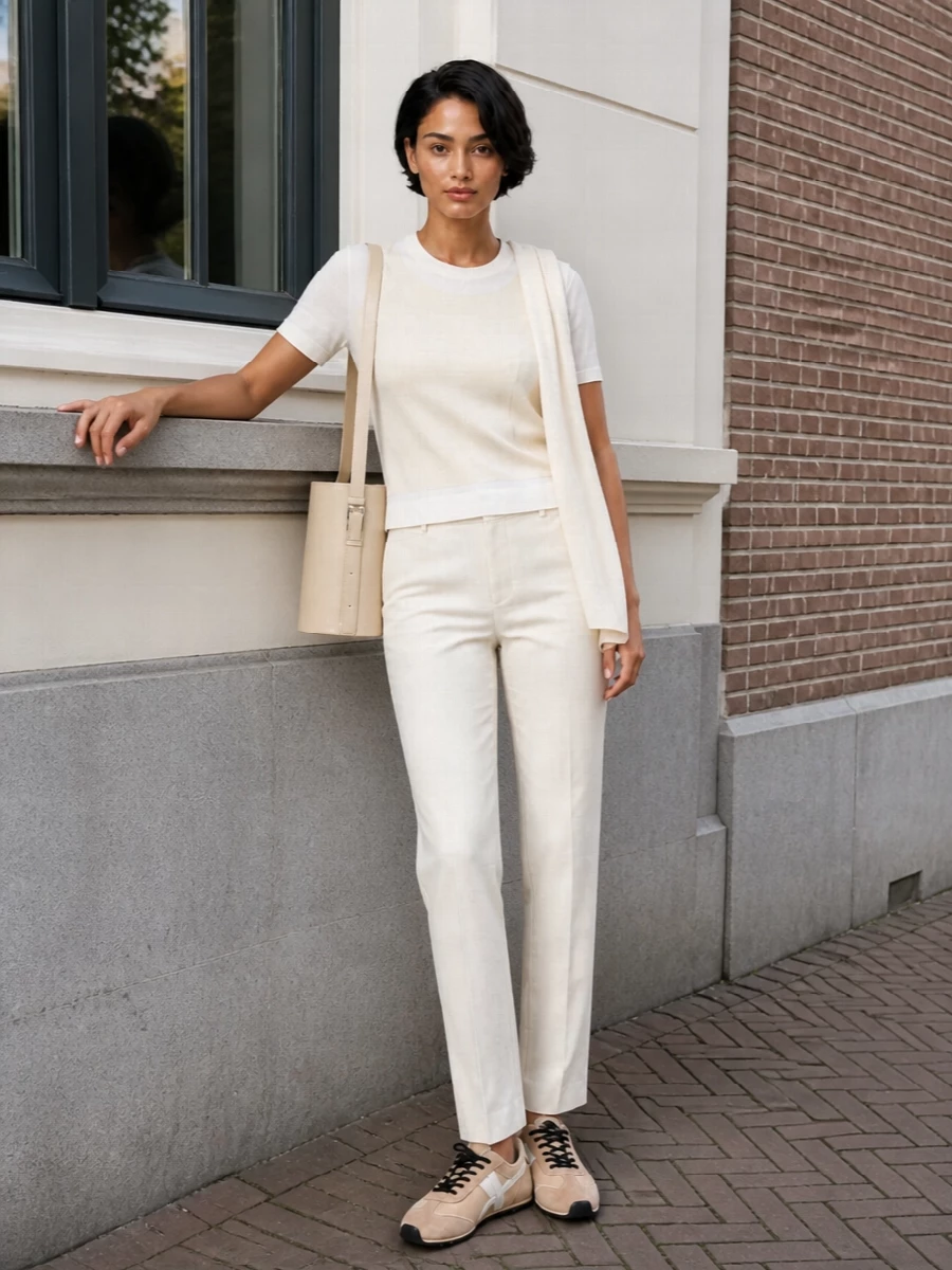 Sportmax cream tee ivory trousers coperni bag