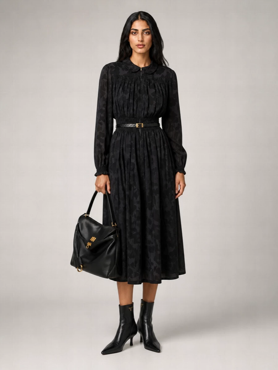 Prada Silk Jacquard Midi Dress