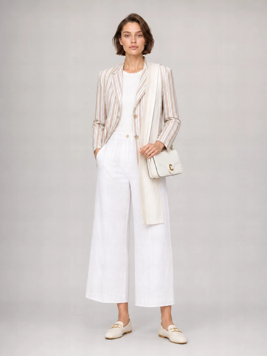 Semicouture Striped Linen Suit Jacket