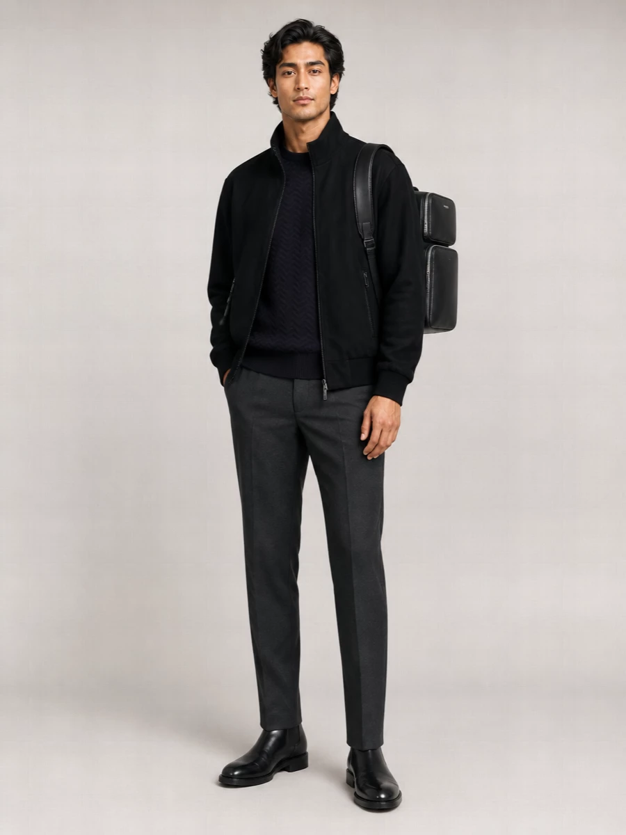 Giorgio Armani Lamb Leather High Neck Jacket