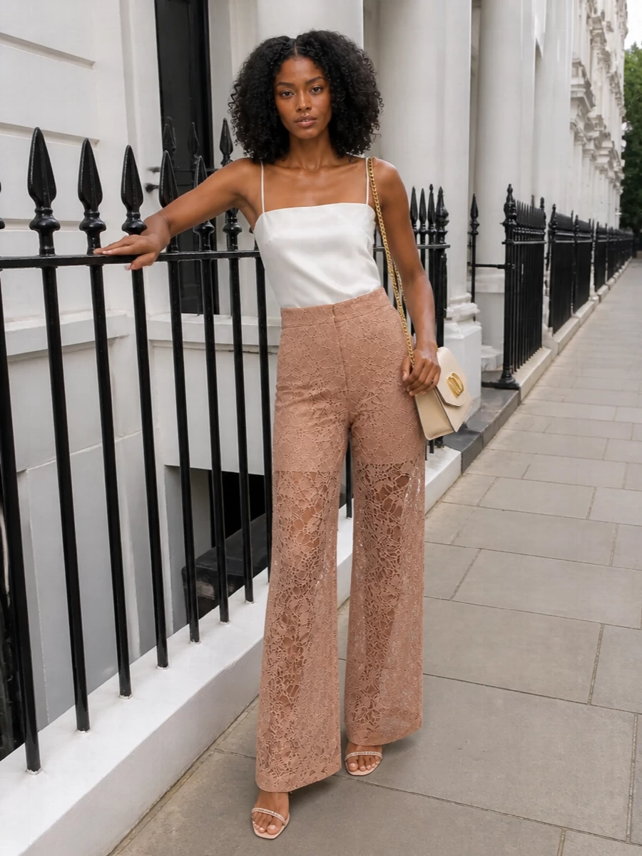 Sportmax lace pants satin camisole valentino bag