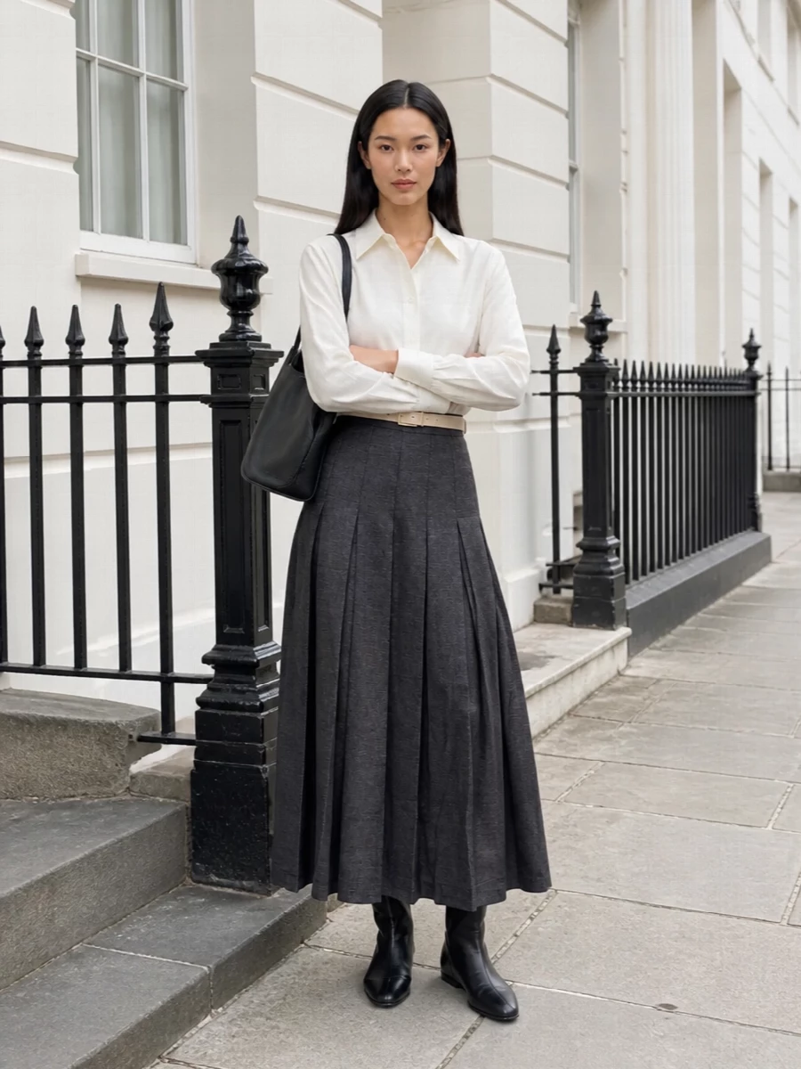 Rohe ivory shirt charcoal tailored trousers