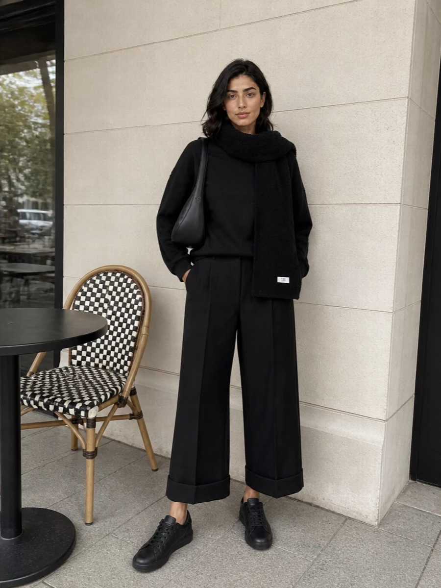 Comme des garcons black sweatshirt cropped wide leg