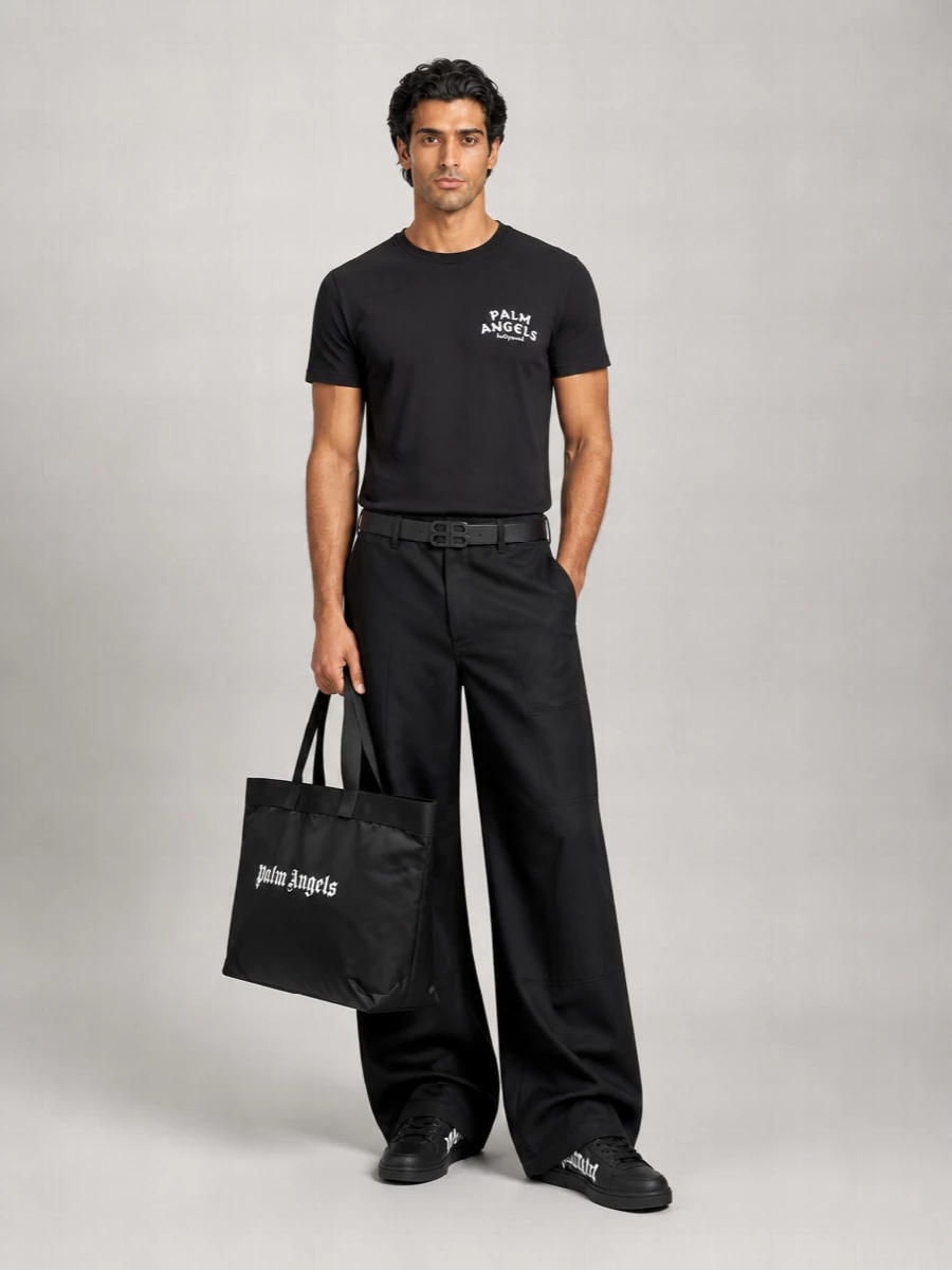 Balenciaga Leather Logo Buckle Belt