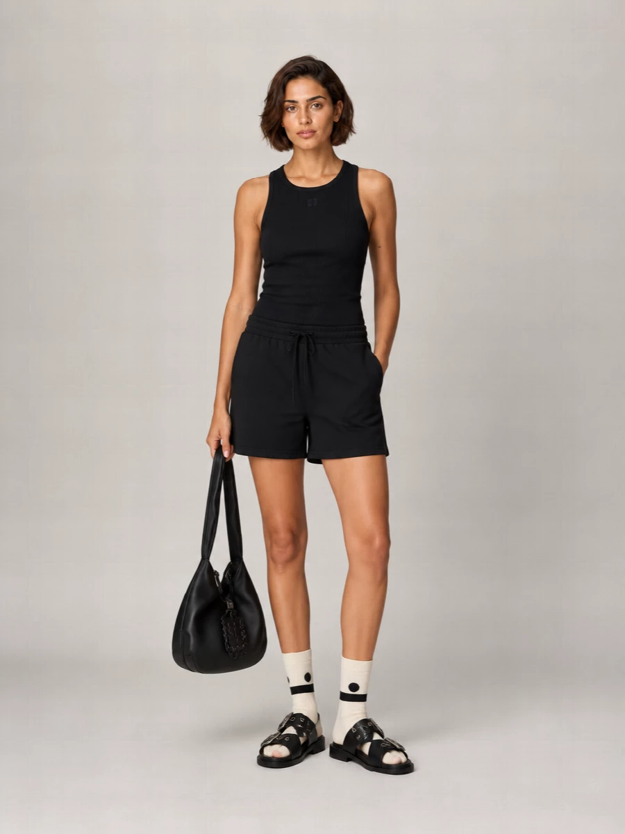 Ganni Organic Cotton Logo Drawstring Short Shorts