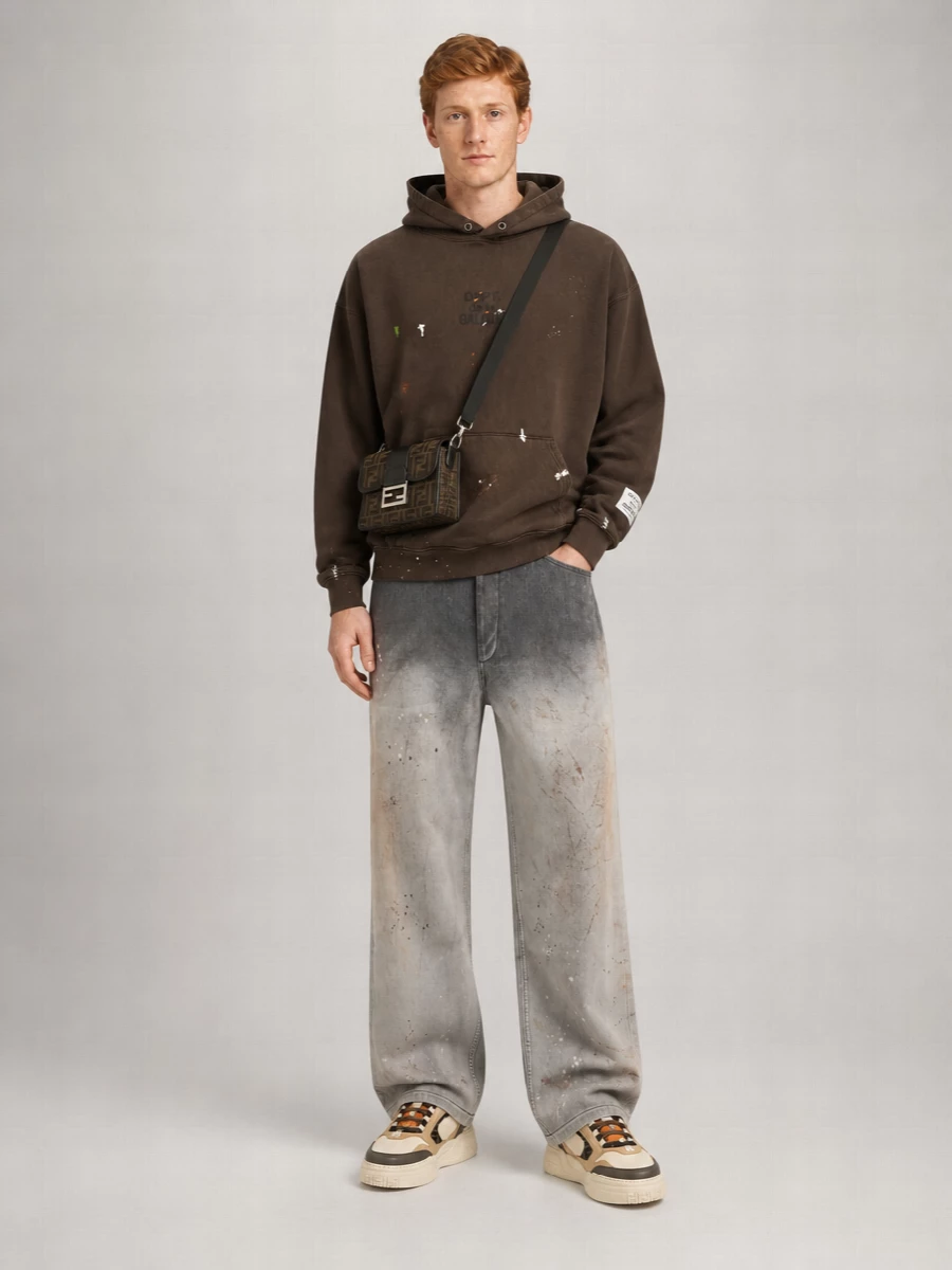 Fendi Leather Paneled Low-Top Sneakers