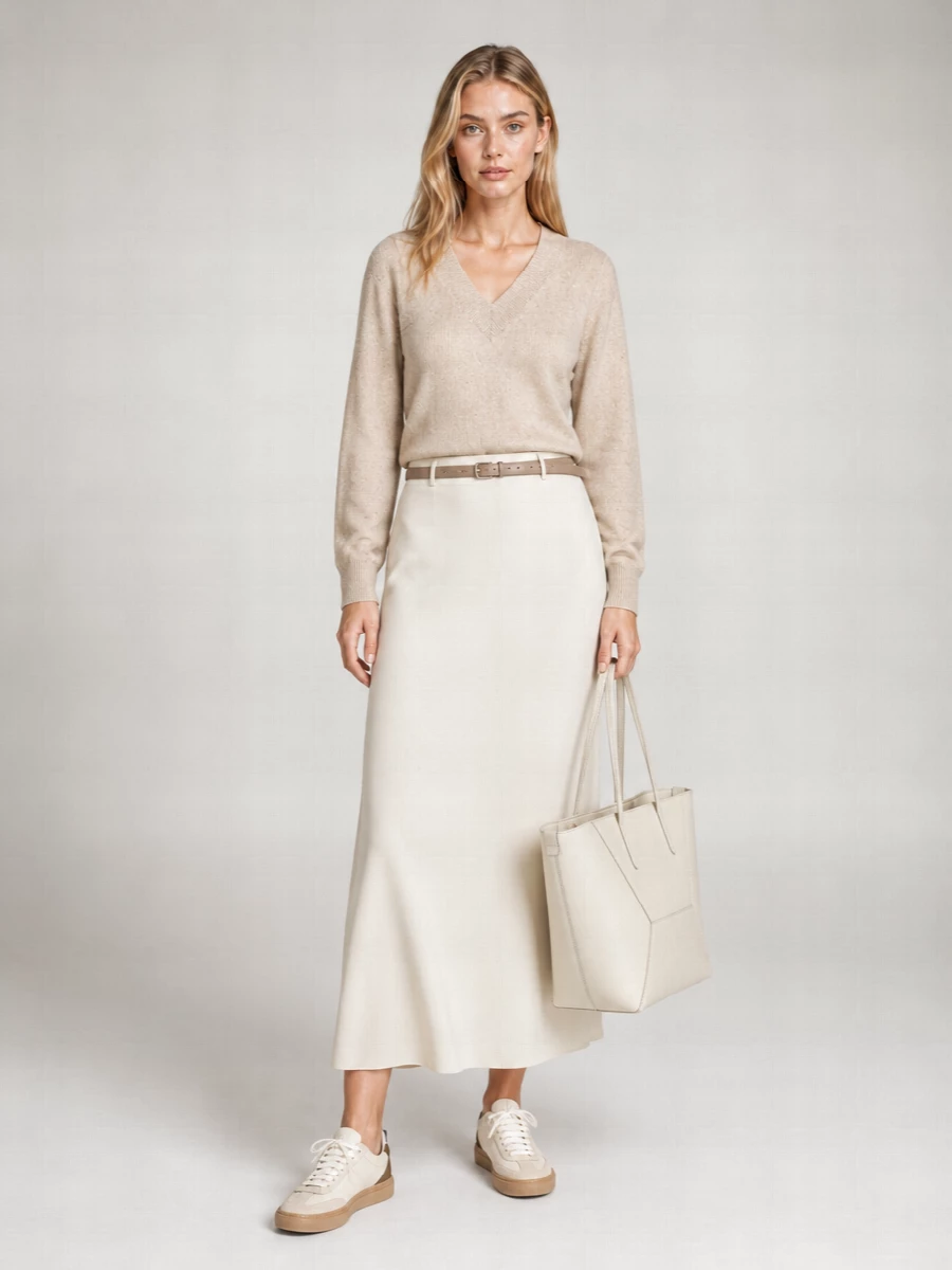 Brunello Cucinelli Linen V-Neck Long-Sleeve Jumper