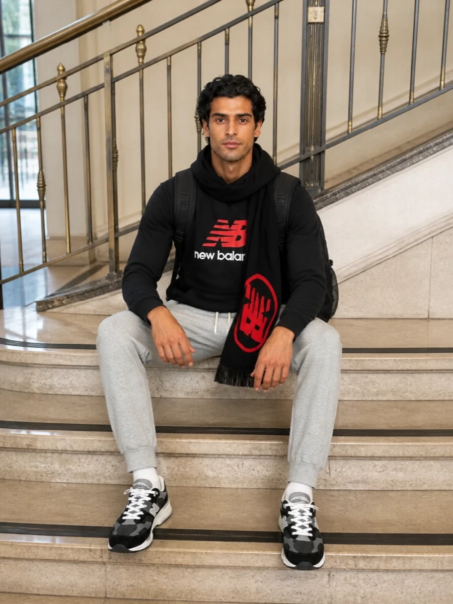 New balance black hoodie grey joggers sneakers