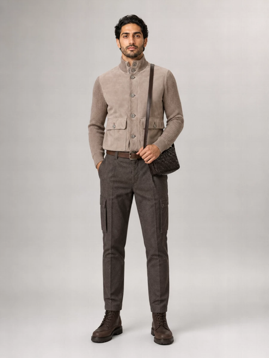 Brunello Cucinelli Wool Flannel Pleated Cargo Pants