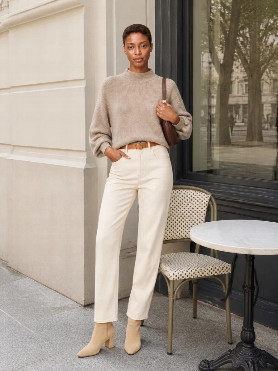 Closed cream jeans oat knit beige ankle boots