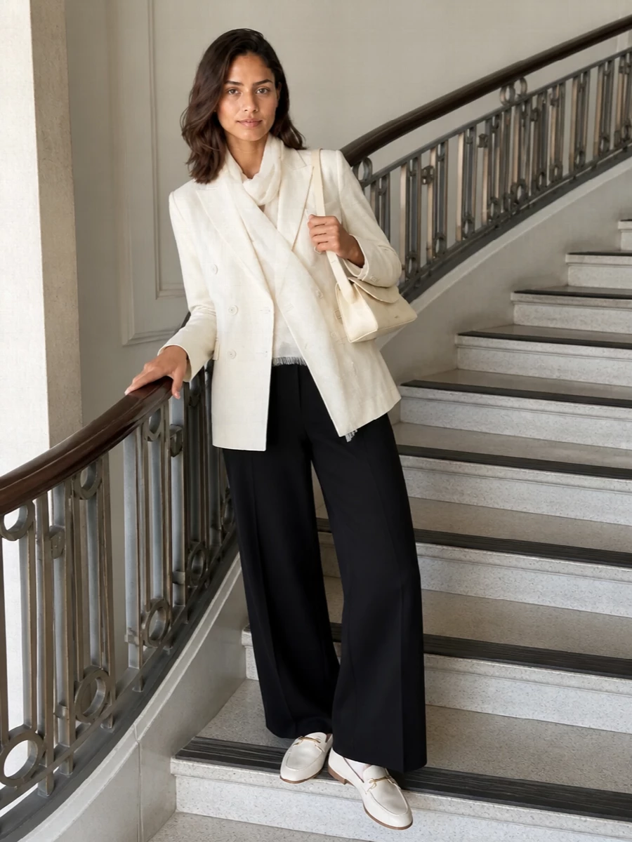 Circolo blazer black wide leg trousers outfit