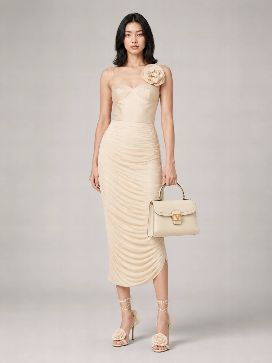Magda Butrym Draped Slim-Fit Midi Skirt