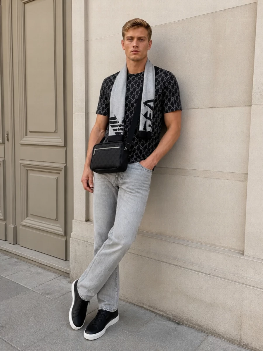 Emporio armani tee grey jeans axel arigato sneakers