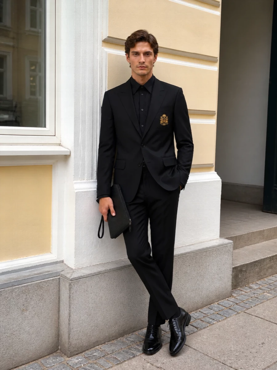 Dolce gabbana black crest shirt trouser outfit