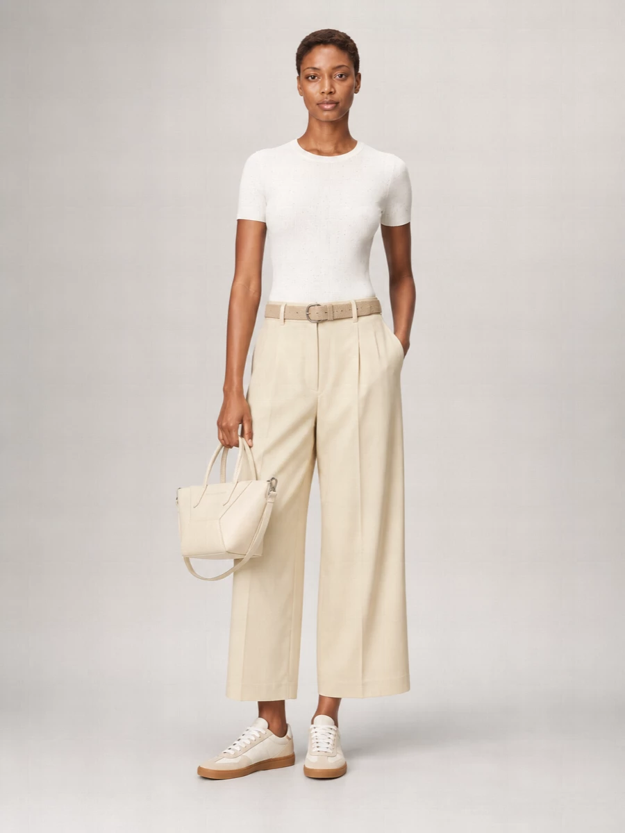 Brunello Cucinelli Linen Blend Ribbed Short-Sleeve Sweater