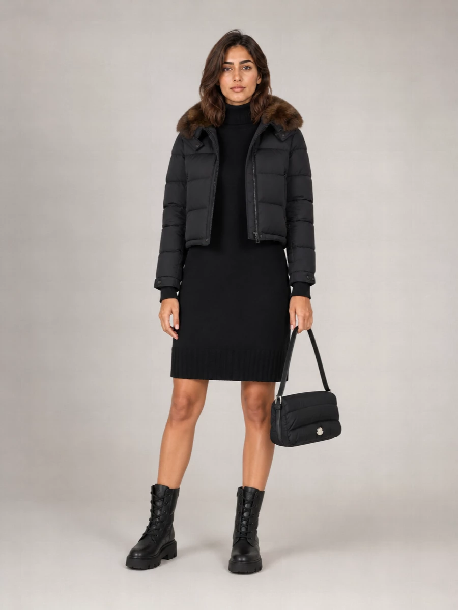 Moncler shearling trimmed down ski jacket