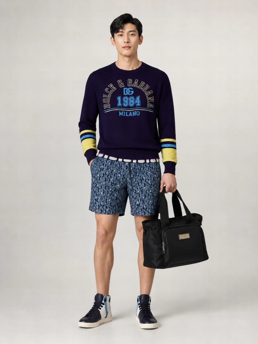 Dolce&Gabbana Wool Logo-Print Crew-Neck Sweatshirt