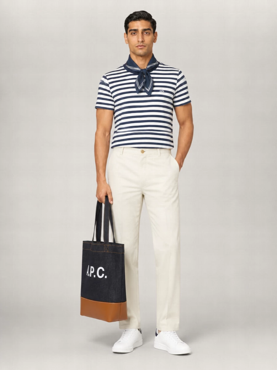 A.p.c. Striped Organic Cotton Crew Neck T-Shirt