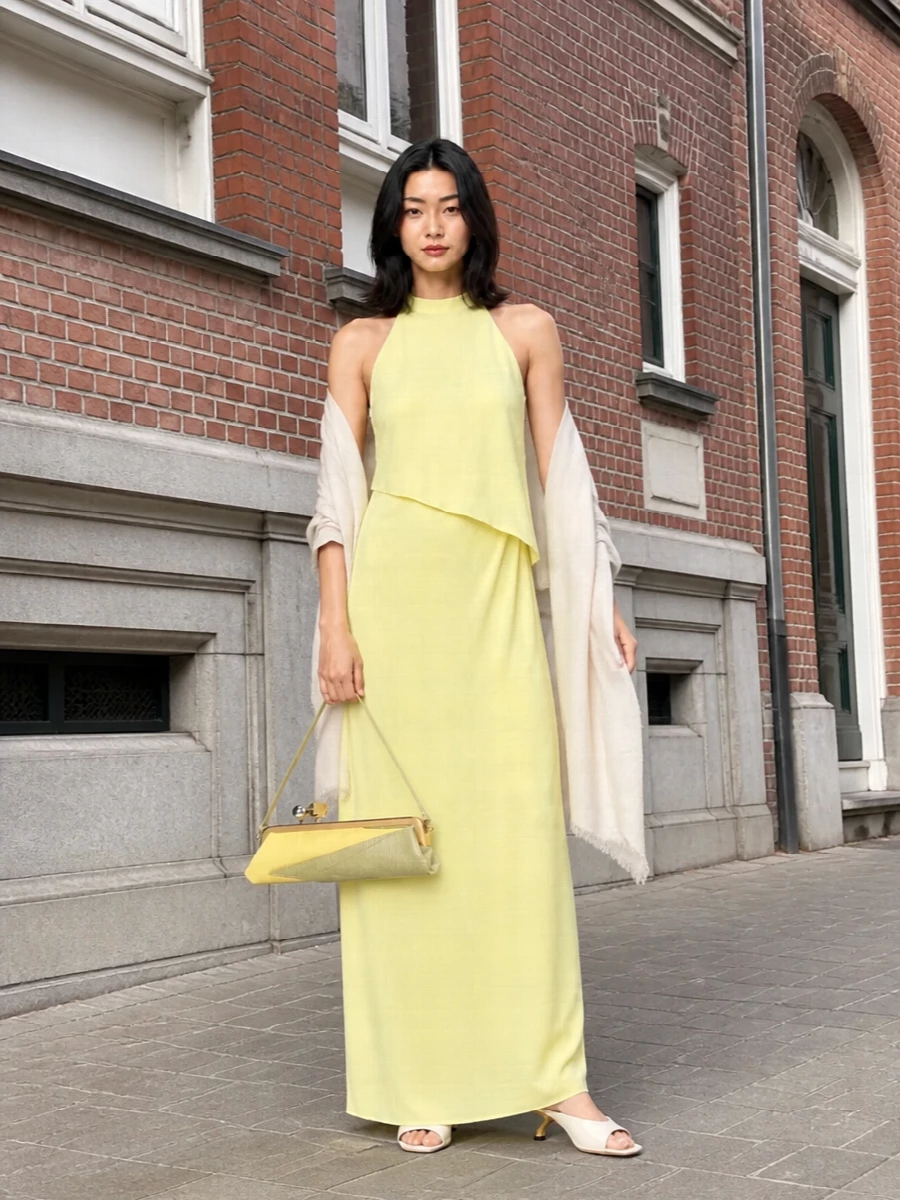 Sportmax yellow maxi dress ferragamo summer outfit