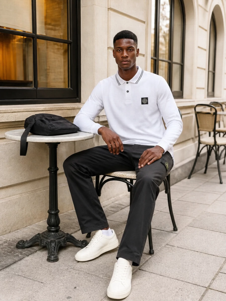 Stone island polo chinos white sneakers