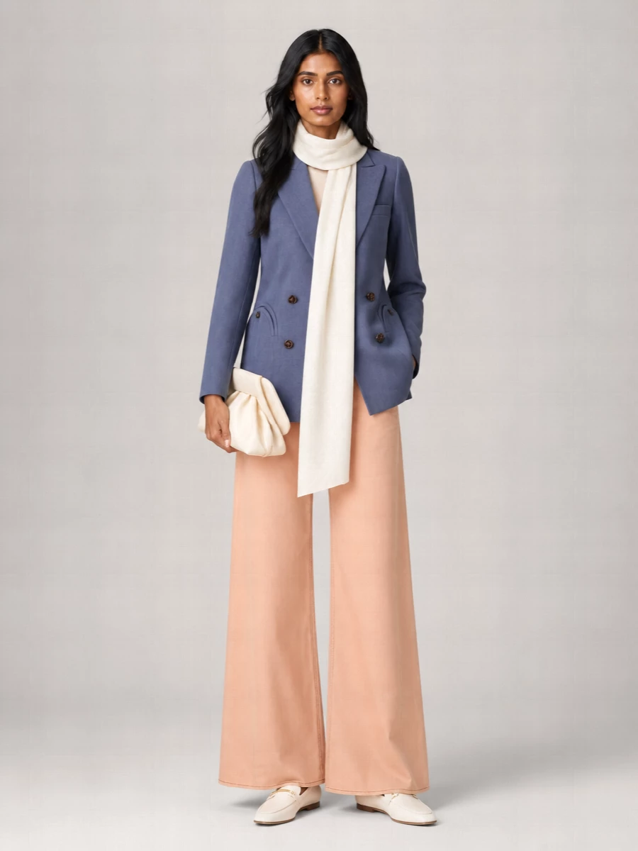 Blazé Milano Denim Wide-Leg Trousers
