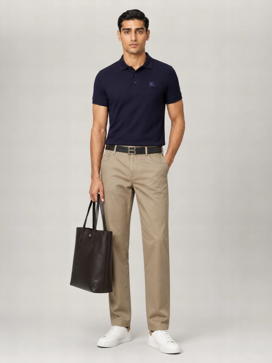 Burberry Cotton Logo Embroidery Polo Shirt