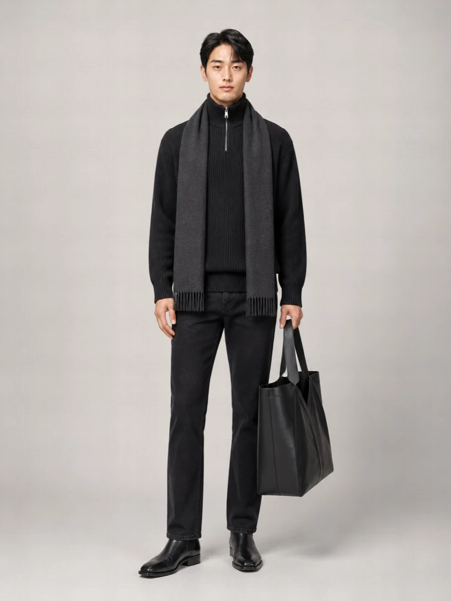 Saint Laurent ribbed virgin wool half zip jumper