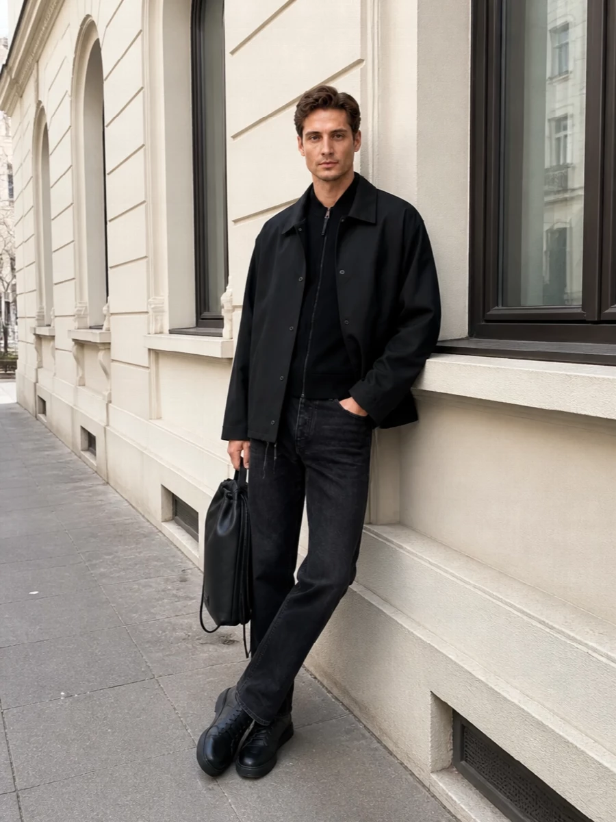 Givenchy black coach jacket jeans outfit