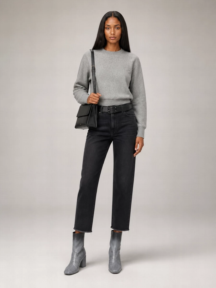 Darkpark Denim Loose-Fit Cropped Trousers