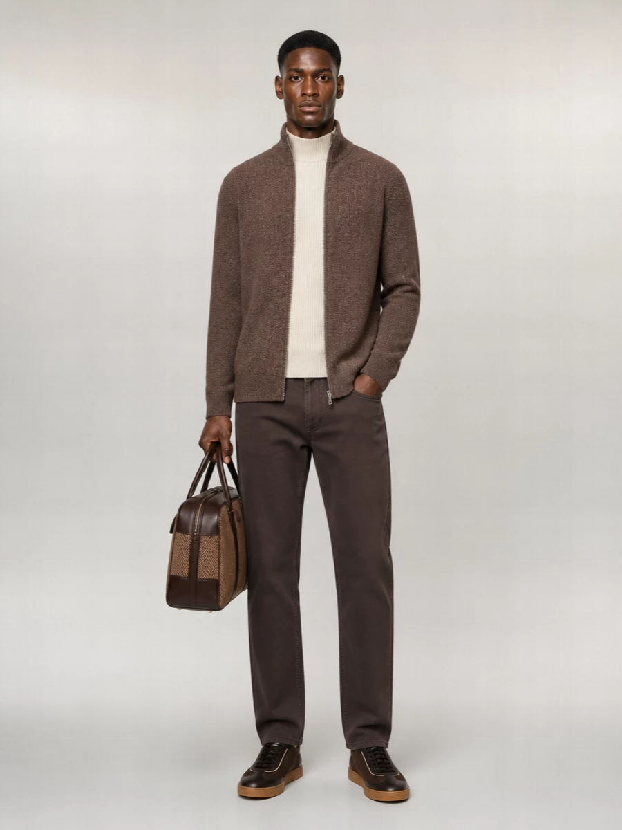 Brunello Cucinelli Cashmere Ribbed High Neck Zip Cardigan