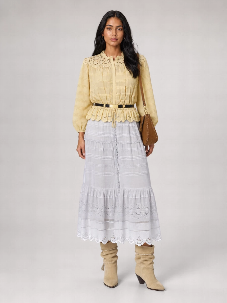 Isabel Marant Etoile Cotton Embroidered Long-Sleeve Polly Blouse