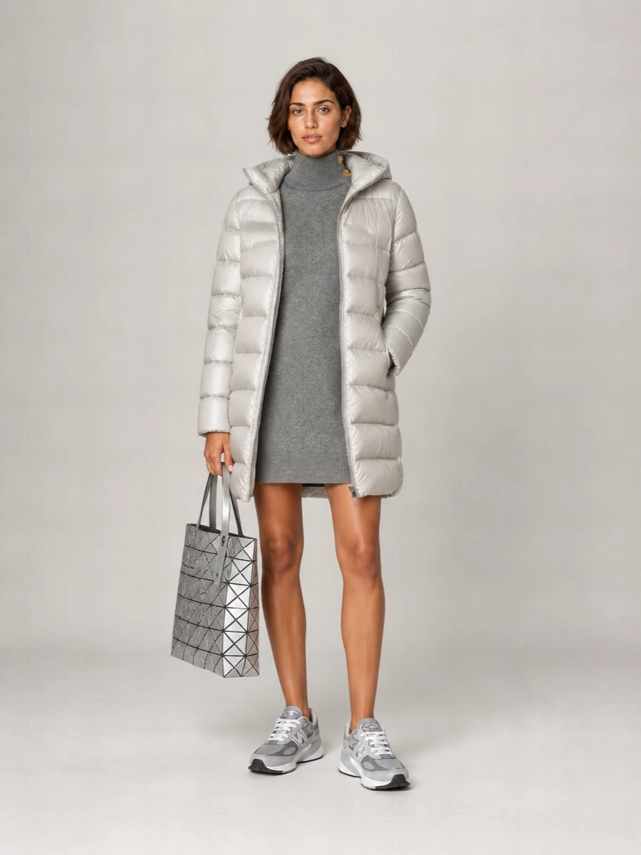 Moncler Down Hooded Midi Puffer Jacket