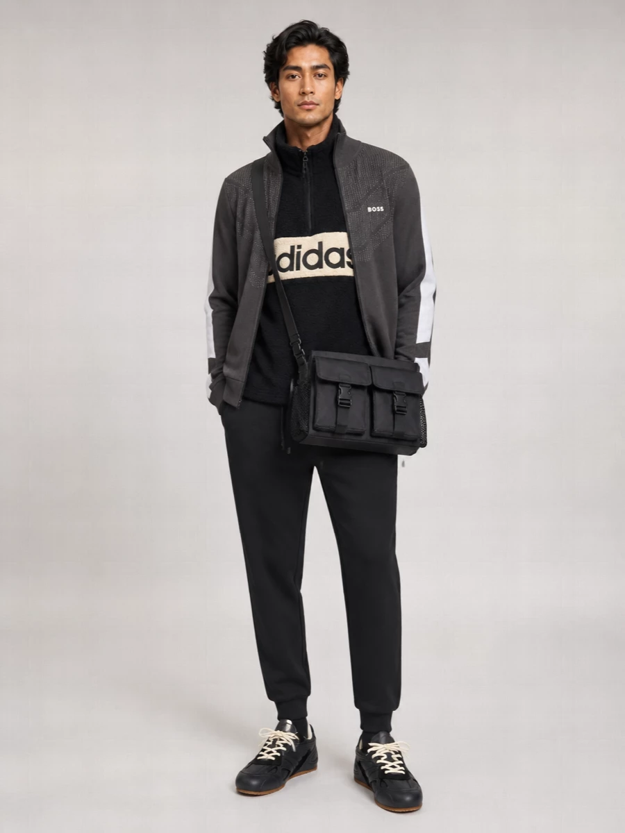 Boss Cotton High-Collar Zip Sweatshirt
