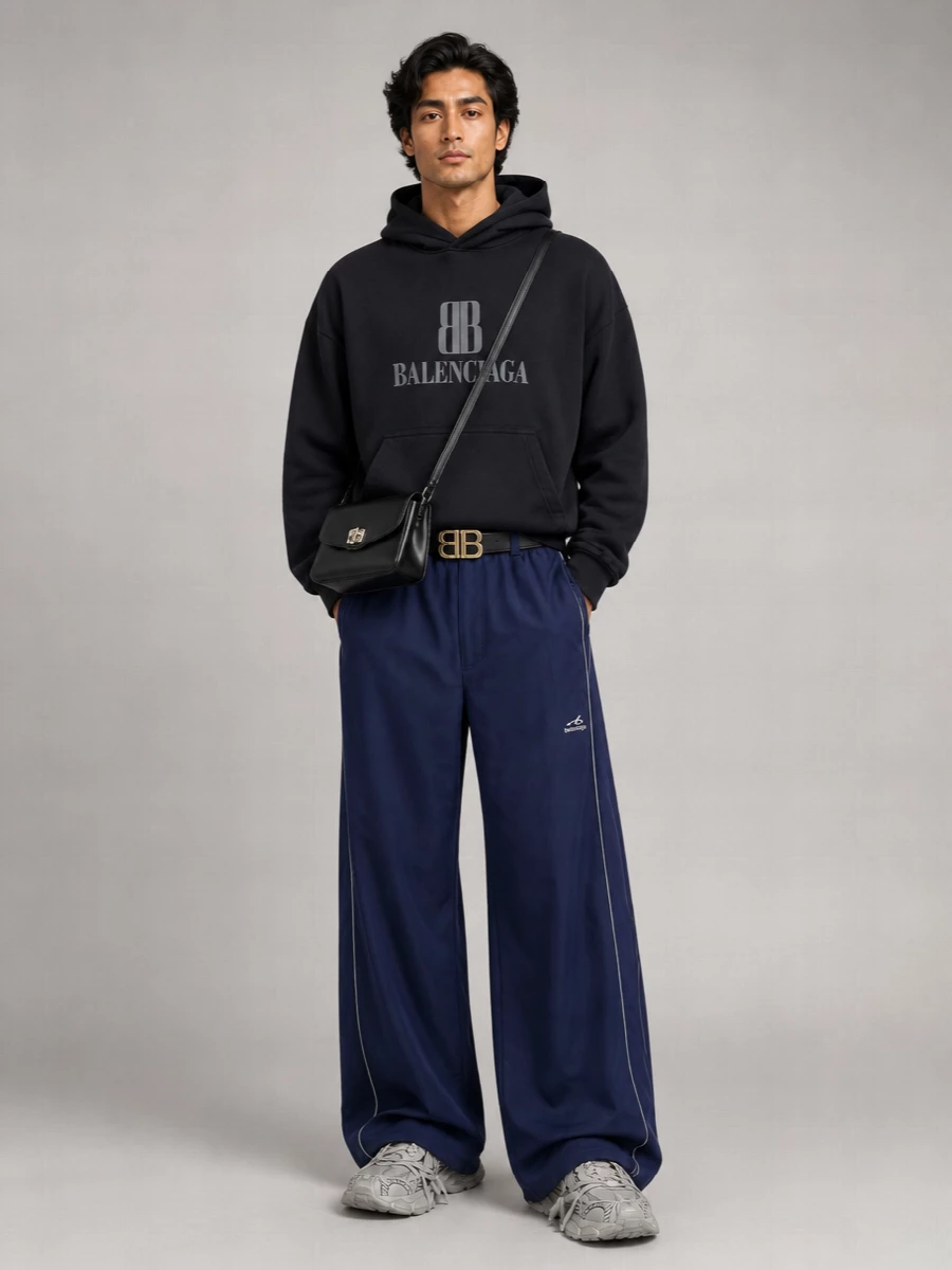 Balenciaga Mid-Rise Wide-Leg Tracksuit Pants
