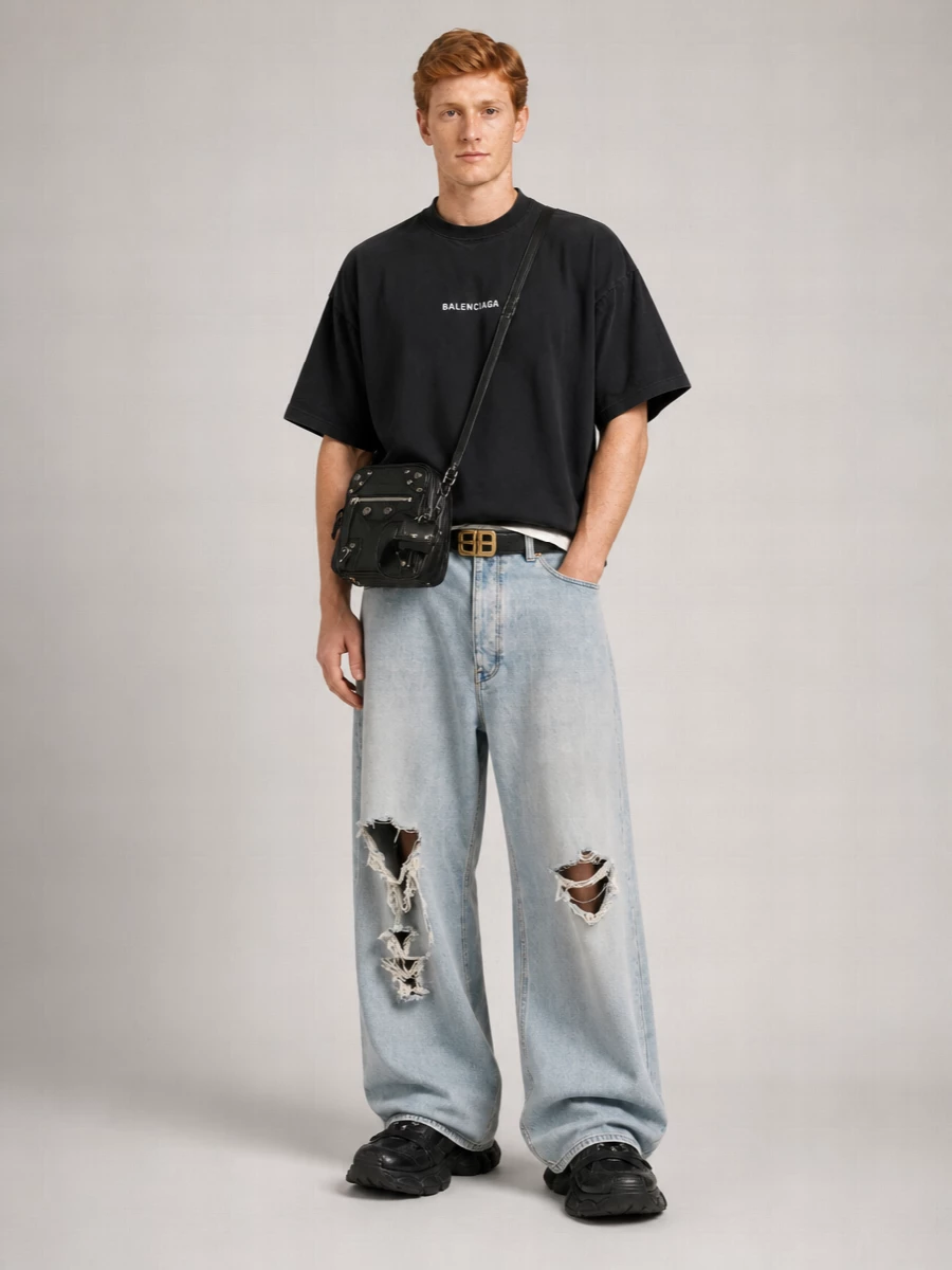 Balenciaga Denim Wide-Leg Trousers