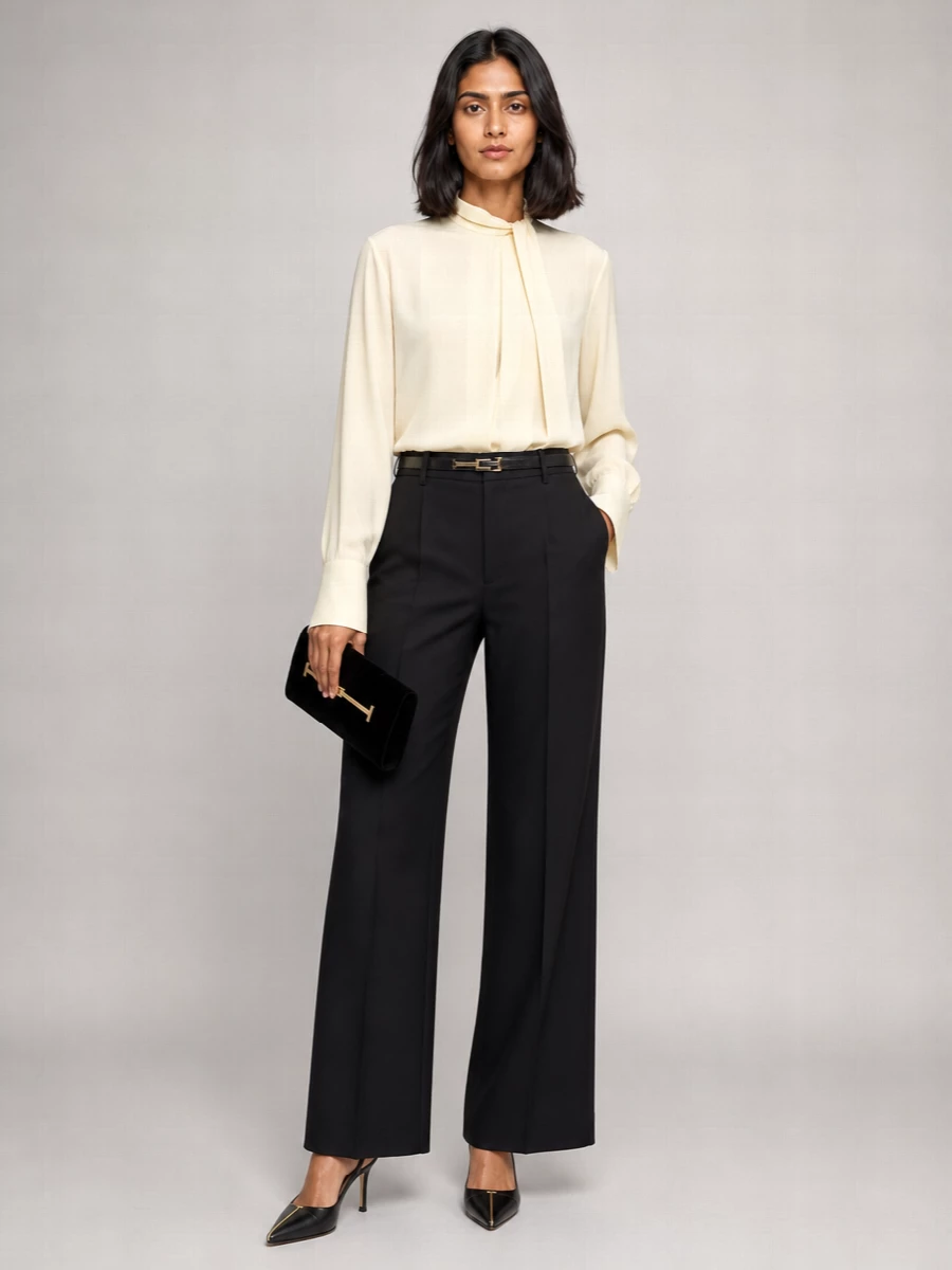 Tom Ford merino wool wide-leg pleated suit trousers