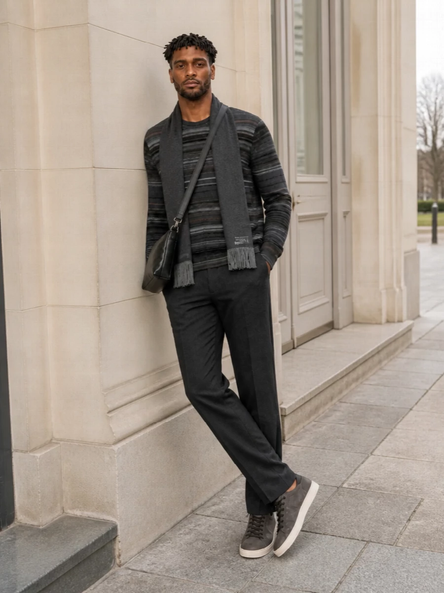 Paul smith striped sweater prada charcoal trousers