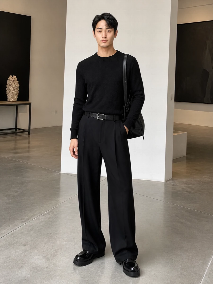 Givenchy wide leg trousers black knit chelsea boots