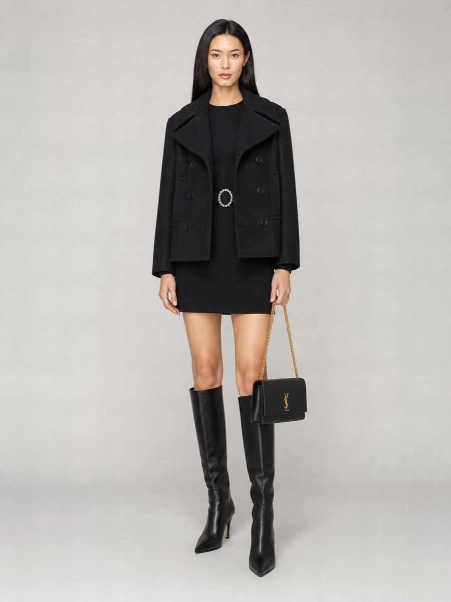 Saint Laurent Virgin Wool Oversized Double-Breasted Caban Coat