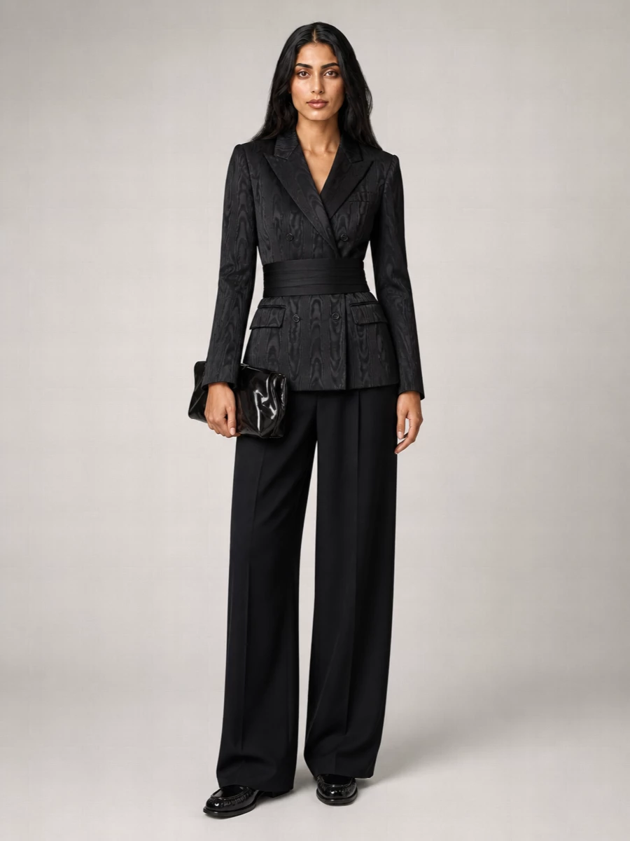 Dries Van Noten double-breasted moiré blazer