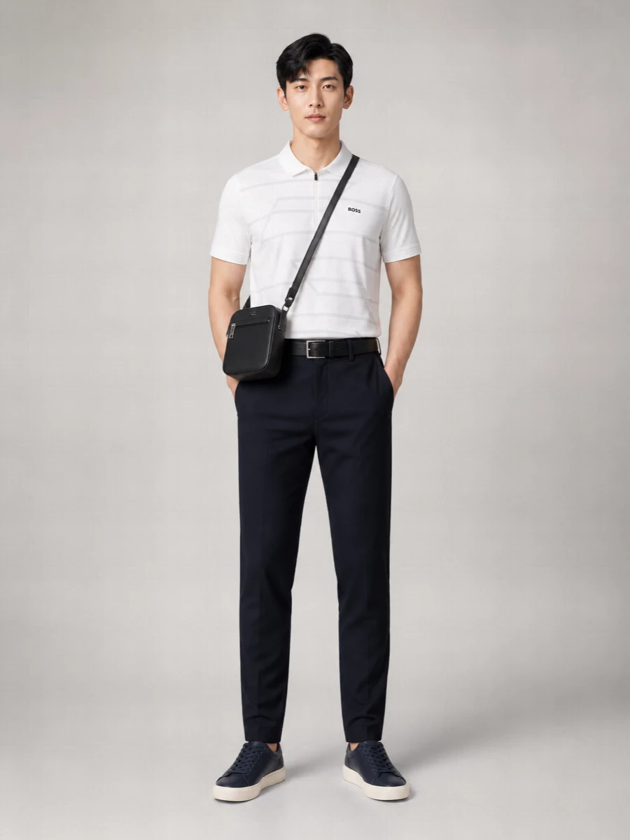 Boss Cotton Zip Polo Shirt