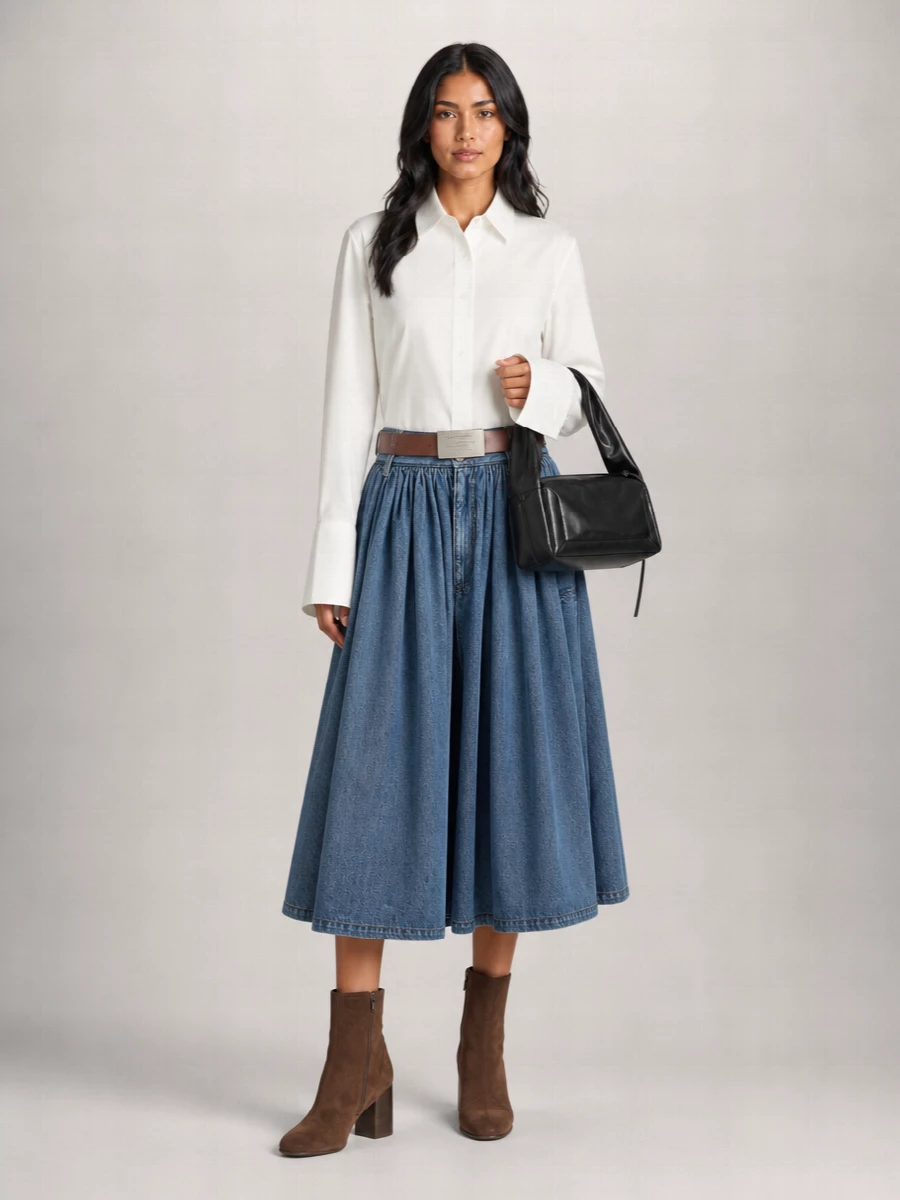 Mm6 Maison Margiela Denim Pleated Bermuda Shorts