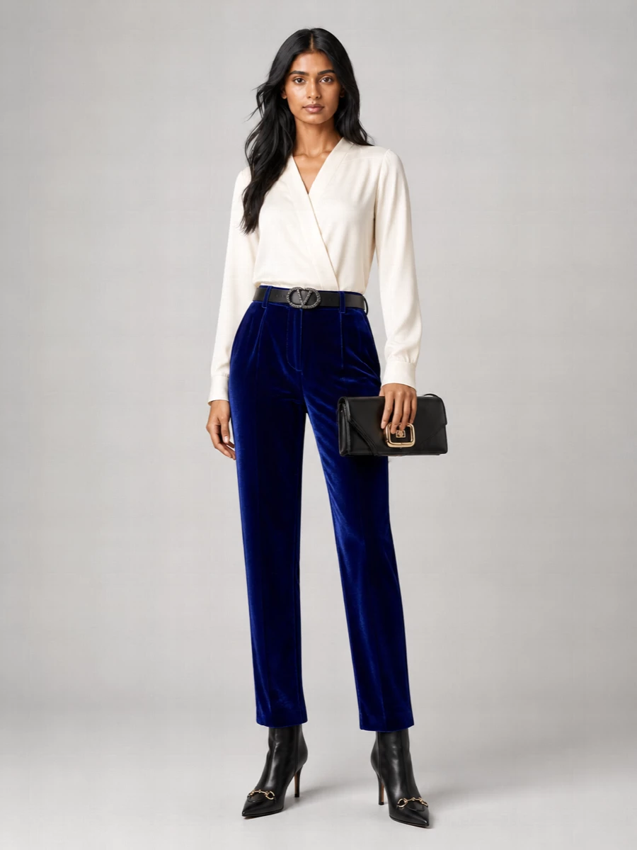 Giorgio Armani Silk Velvet Pleated High-Rise Trousers