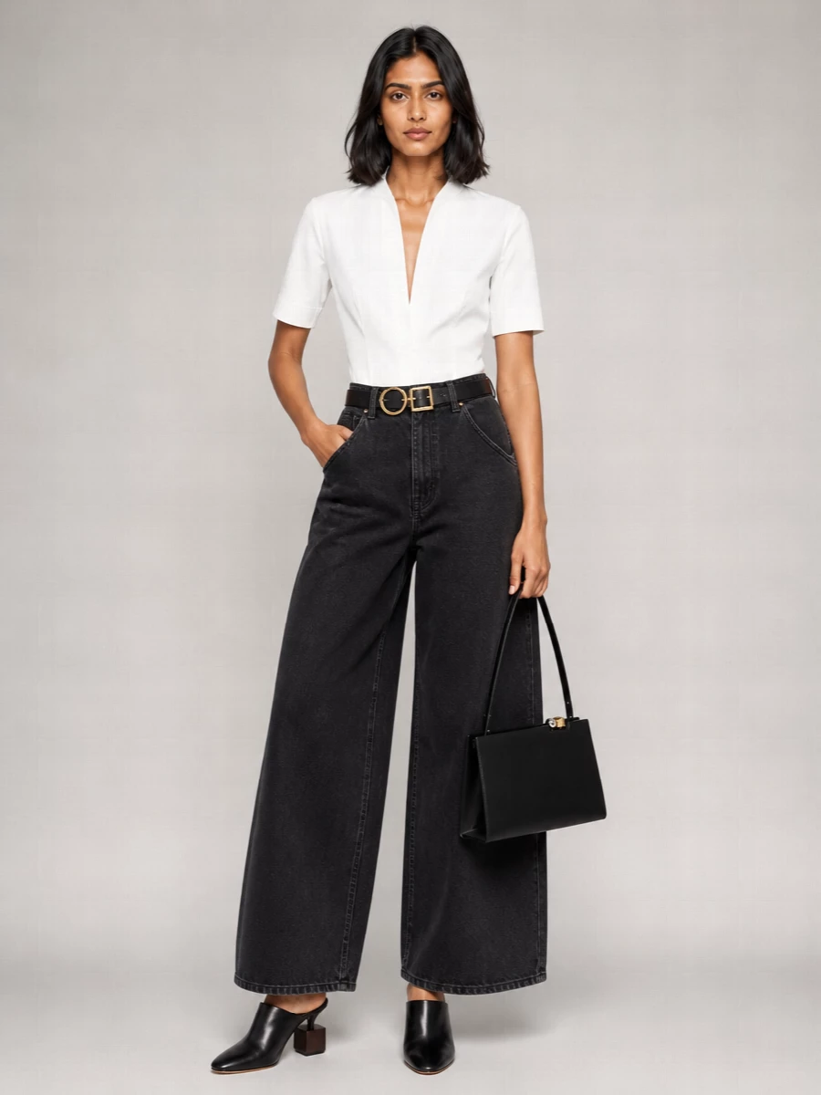 Jacquemus Denim High-Rise Wide-Leg Jeans